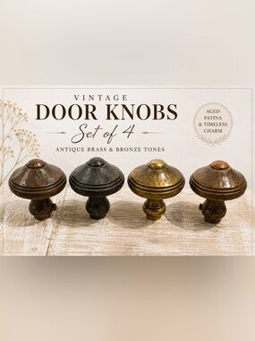 Set of 4 Solid Brass Cabinet Knobs | Arts & Crafts Mission Style | Architectural